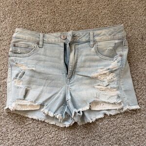 American Eagle Outfitters Light Blue Distressed Jean Shorts